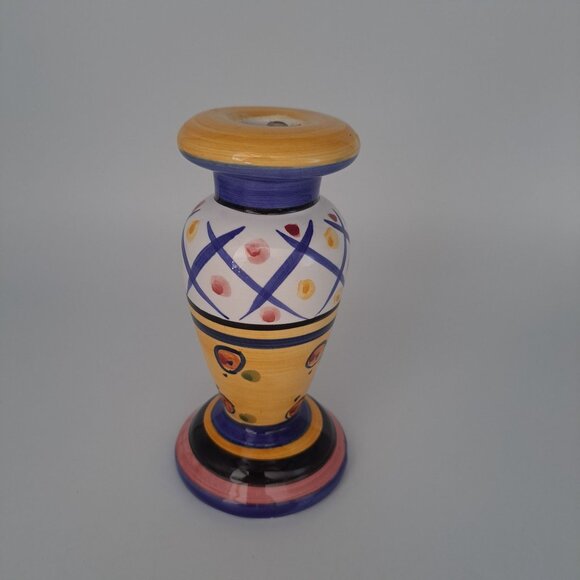 Hand-Painted Bella Casa Ganz Ceramic Candlestick Holder - Picture 7 of 11